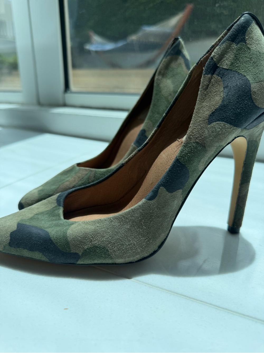 Mia Shoes Camo Pointed-Toe Stiletto Pumps - Green, Brown, Black